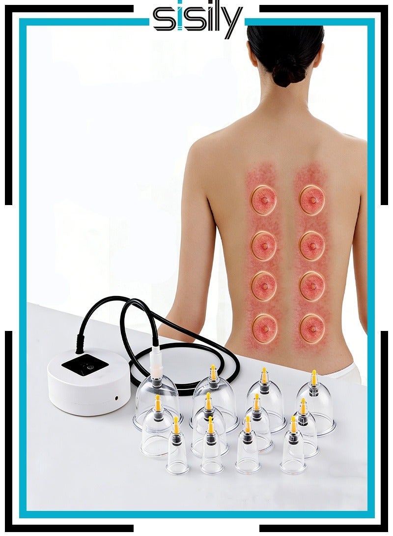 Sisily Electric cupping device with multiple cups, multi-function, home use, meridian suction, dredging, meridian vacuum cupping device with built-in pressure relief valve, 12 cups - Image 2